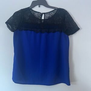 Forever 21 Royal Blue and Black Lace Blouse